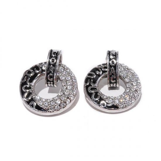 Coach Logo Circle Silver Earrings BZH | Women